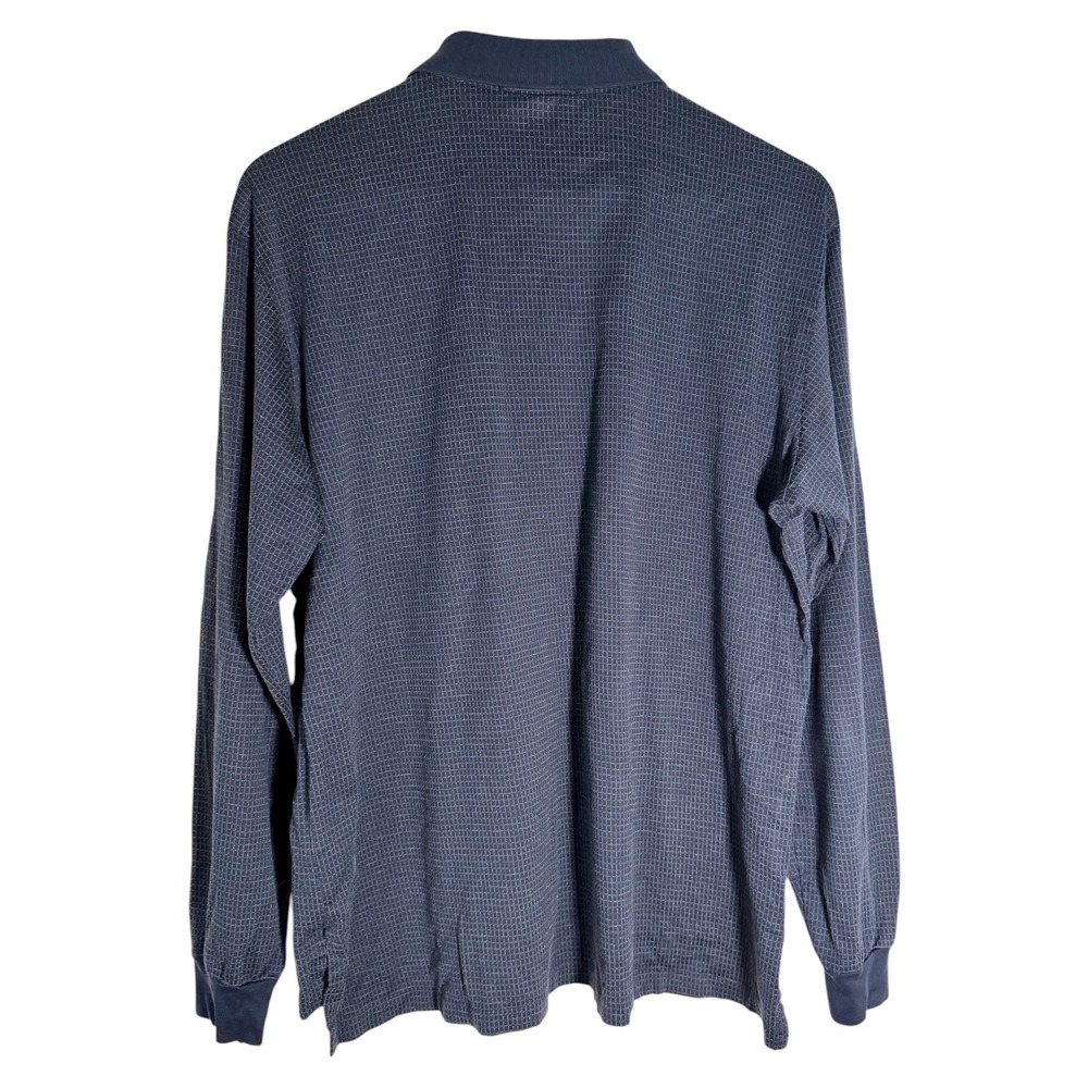 Polo Ralph Lauren Men's Long Sleeve Grid Pima Cotton Polo Shirt Navy Blue Large - Picture 3 of 3